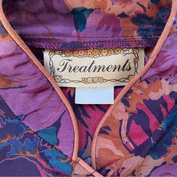 Vintage Mandarin Style Floral Print Blouse Pink Size Small - Picture 9 of 12